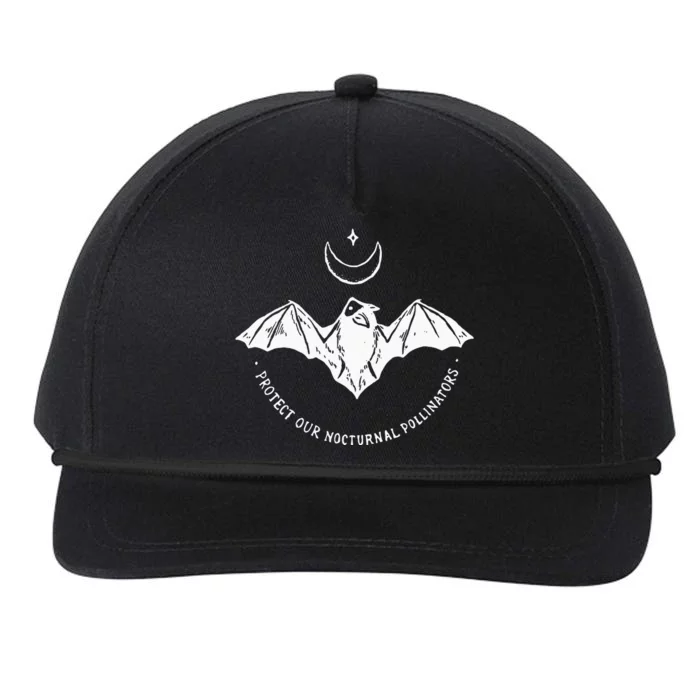 Protect Our Nocturnal Polalinators Bat With Moon Halloween Snapback Five-Panel Rope Hat