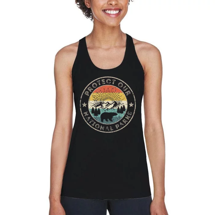 Protect Our National Parks Retro Hiking Women's Racerback Tank