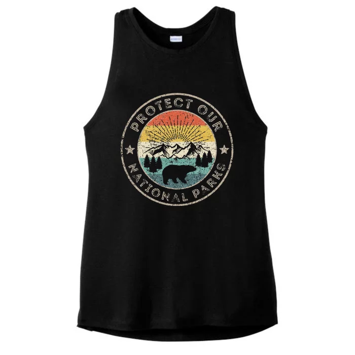 Protect Our National Parks Retro Hiking Ladies Tri-Blend Wicking Tank