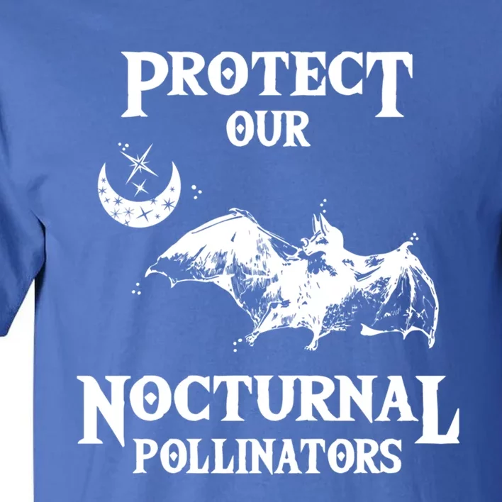 Protect Our Nocturnal Pollinators Funny Gift Bat With Moon Art Cool Gift Tall T-Shirt