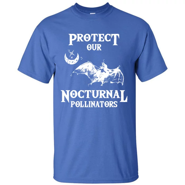 Protect Our Nocturnal Pollinators Funny Gift Bat With Moon Art Cool Gift Tall T-Shirt