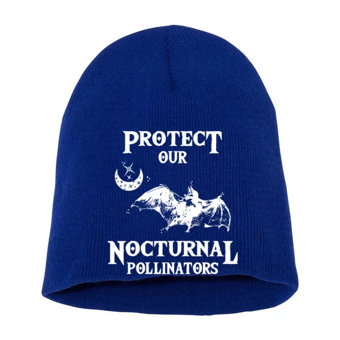 Protect Our Nocturnal Pollinators Funny Gift Bat With Moon Art Cool Gift Short Acrylic Beanie