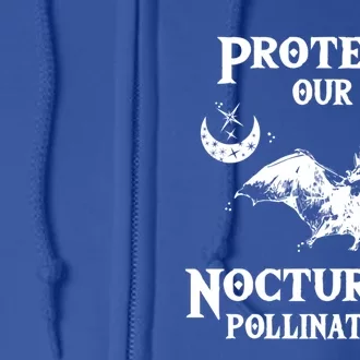 Protect Our Nocturnal Pollinators Funny Gift Bat With Moon Art Cool Gift Full Zip Hoodie