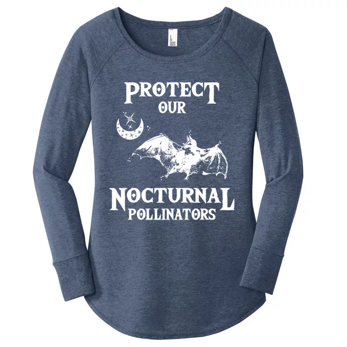 Protect Our Nocturnal Pollinators Funny Gift Bat With Moon Art Cool Gift Women's Perfect Tri Tunic Long Sleeve Shirt