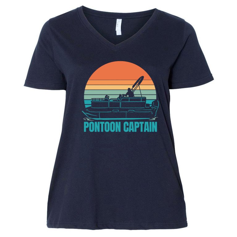 Pontoon Captain Women's V-Neck Plus Size T-Shirt