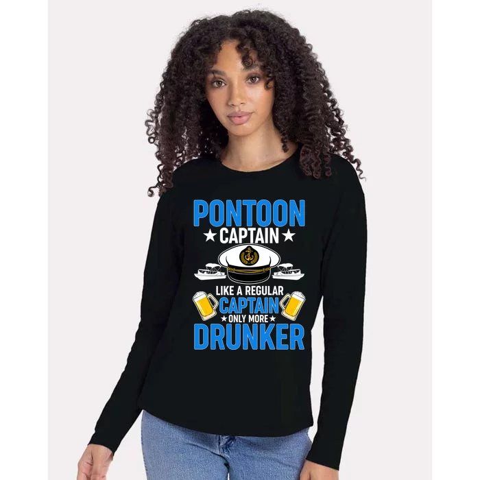 Pontoon Captain Like A Regular Captain Only More Drunker Beer Womens Cotton Relaxed Long Sleeve T-Shirt