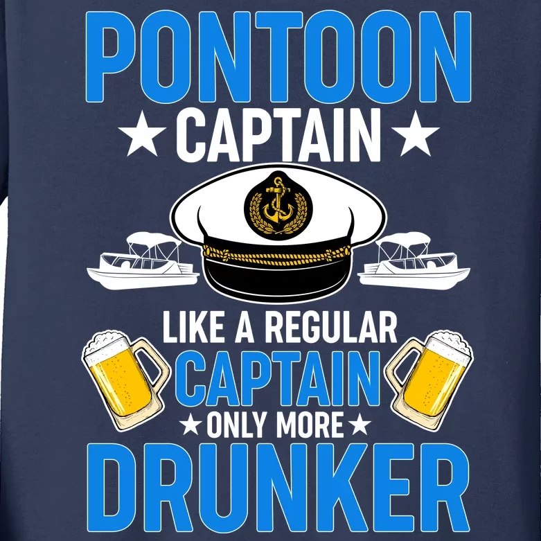 Pontoon Captain Like A Regular Captain Only More Drunker Beer Kids Long Sleeve Shirt