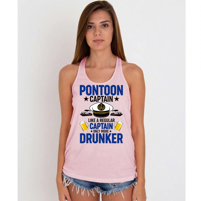 Pontoon Captain Like A Regular Captain Only More Drunker Beer Women's Knotted Racerback Tank