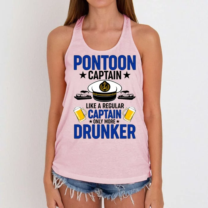 Pontoon Captain Like A Regular Captain Only More Drunker Beer Women's Knotted Racerback Tank