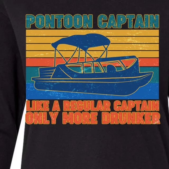 Pontoon Drunk Captain Womens Cotton Relaxed Long Sleeve T-Shirt