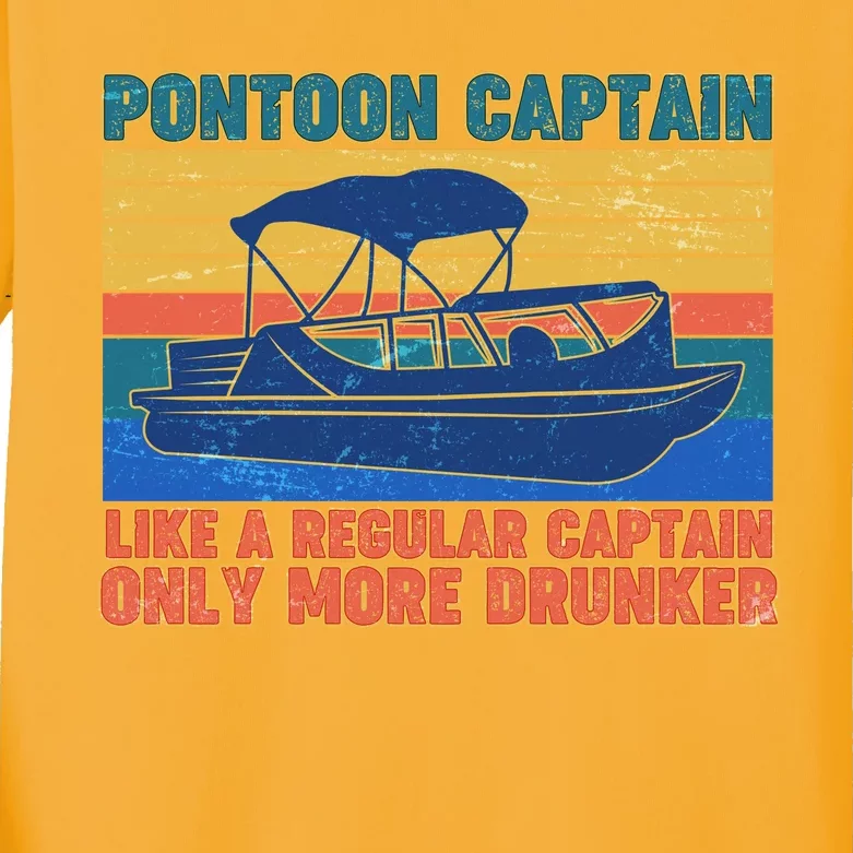 Pontoon Drunk Captain Kids Long Sleeve Shirt