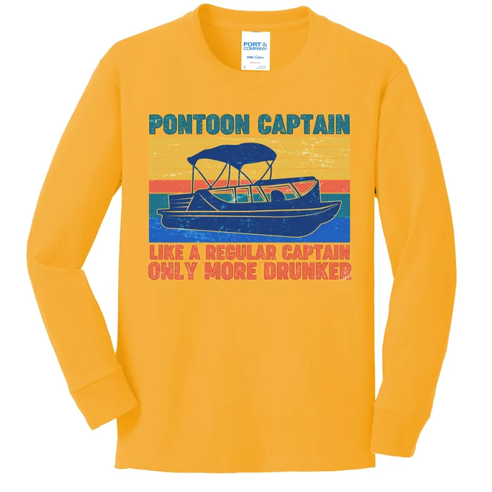 Pontoon Drunk Captain Kids Long Sleeve Shirt