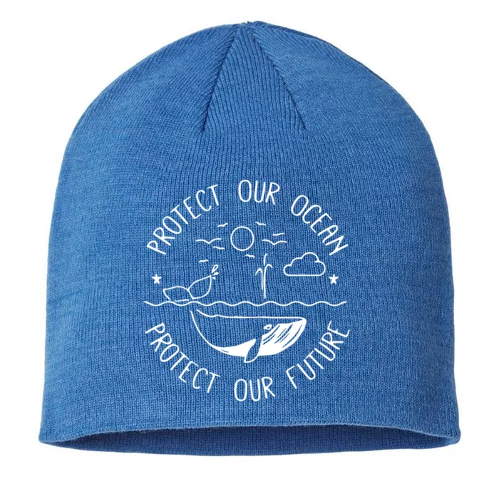 Protect Our Ocean Protect Our Future Whale Ocean Cute Gift 8 1/2in Sustainable Knit Beanie