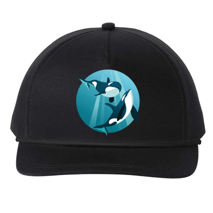 Pair Of Orcas Swimming Snapback Five-Panel Rope Hat