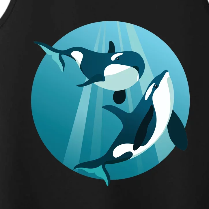 Pair Of Orcas Swimming Performance Tank