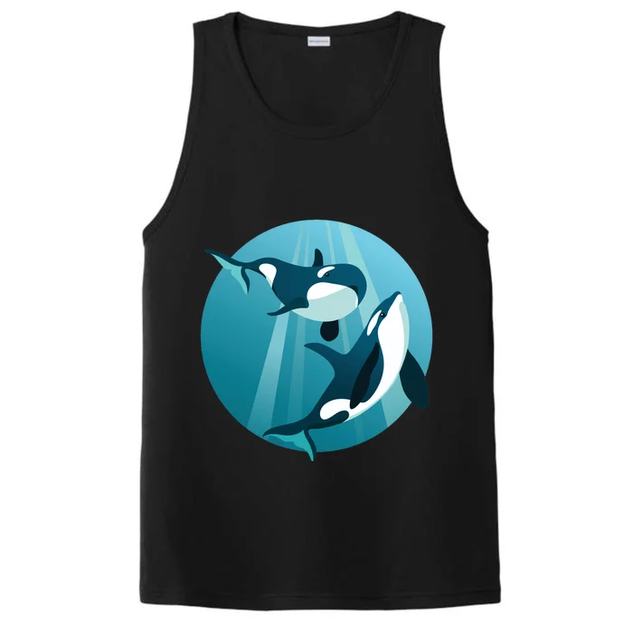 Pair Of Orcas Swimming Performance Tank