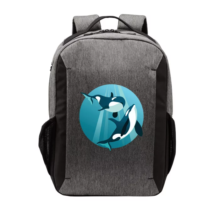 Pair Of Orcas Swimming Vector Backpack