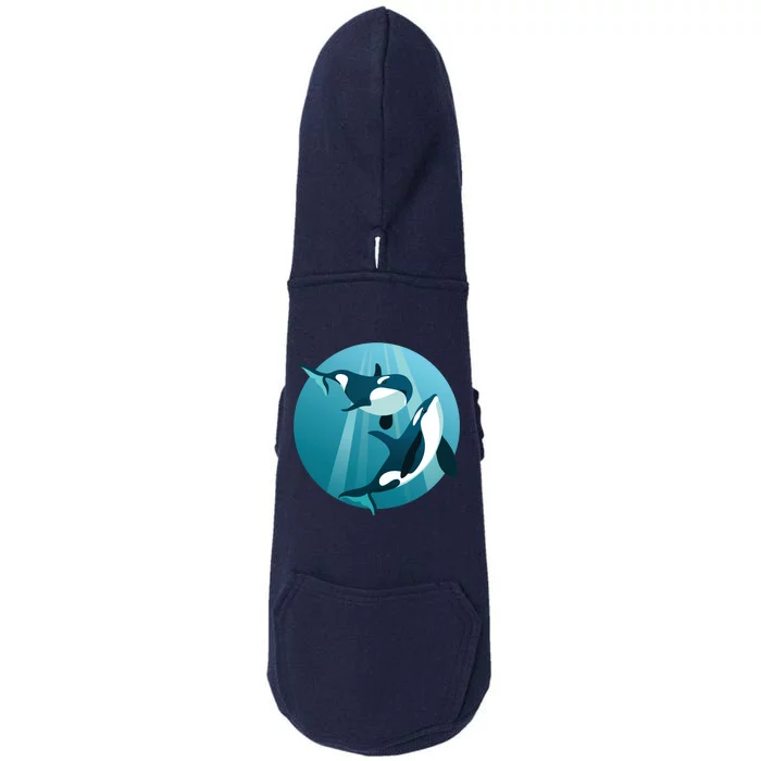 Pair Of Orcas Swimming Doggie 3-End Fleece Hoodie