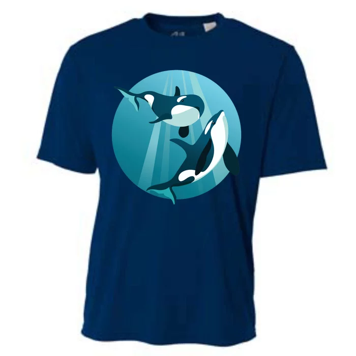 Pair Of Orcas Swimming Cooling Performance Crew T-Shirt