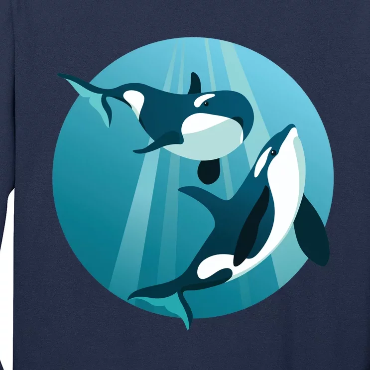 Pair Of Orcas Swimming Long Sleeve Shirt