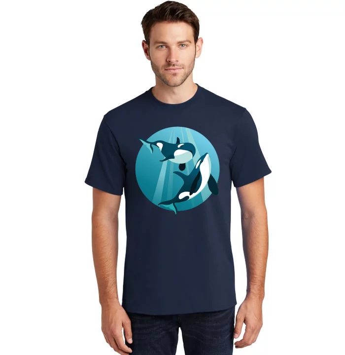 Pair Of Orcas Swimming Tall T-Shirt