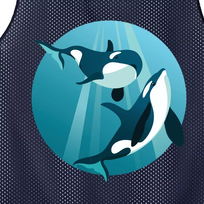 Pair Of Orcas Swimming Mesh Reversible Basketball Jersey Tank