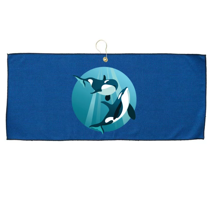 Pair Of Orcas Swimming Large Microfiber Waffle Golf Towel