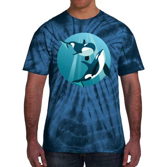 Pair Of Orcas Swimming Tie-Dye T-Shirt