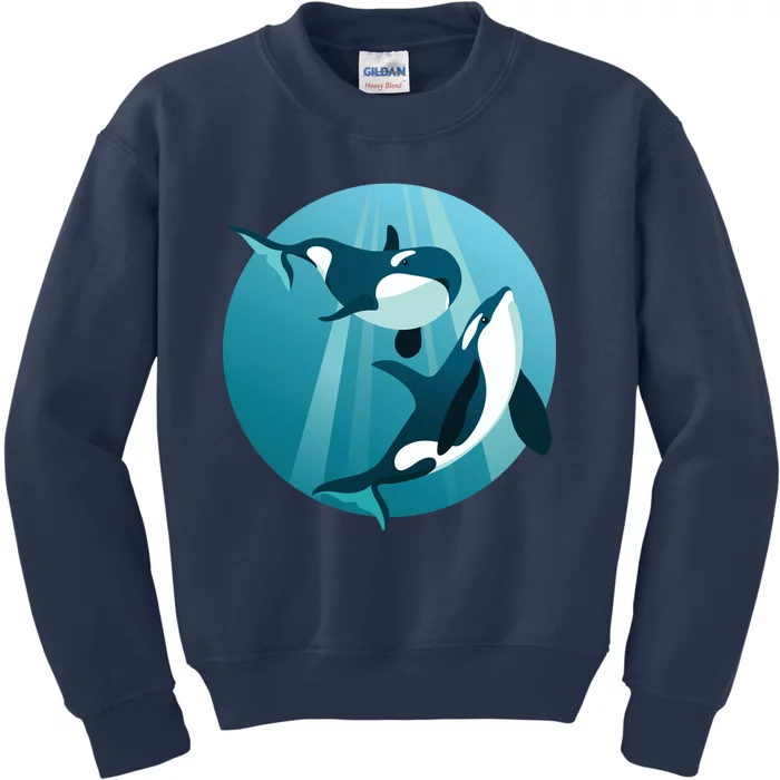 Pair Of Orcas Swimming Kids Sweatshirt