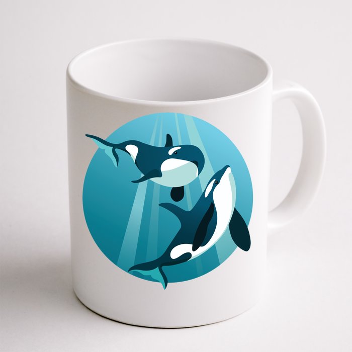 Pair Of Orcas Swimming Front & Back Coffee Mug