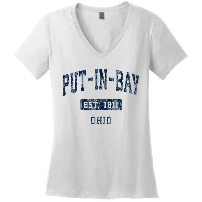 Putinbay O.H.I.O Oh Vintage Sports Established Women's V-Neck T-Shirt