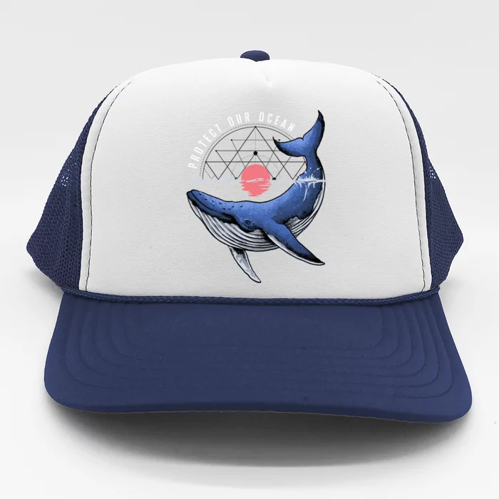 Protect Our Ocean Save Whale Ocean Conservation Earth Day Great Gift Trucker Hat