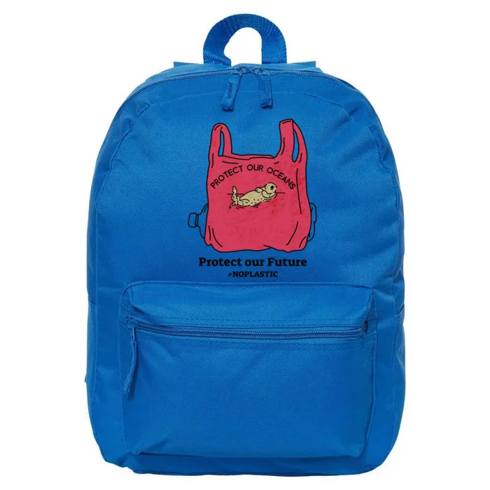 Protect Our Oceans Protect Our Future No Plastic Otter Gift 16 in Basic Backpack