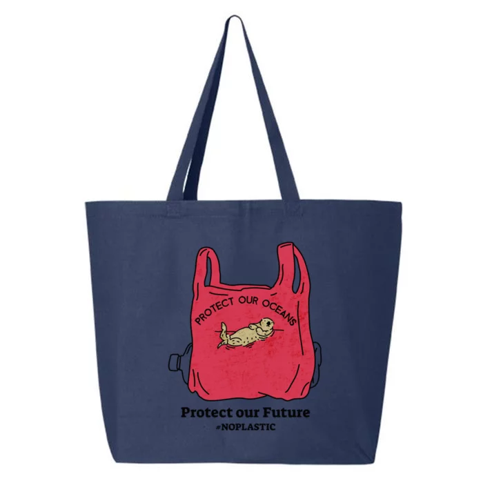 Protect Our Oceans Protect Our Future No Plastic Otter Gift 25L Jumbo Tote