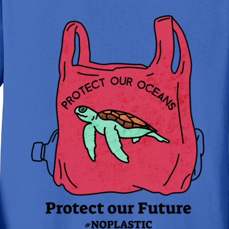 Protect Our Oceans Protect Our Future No Plastic Sea Turtle Cool Gift Kids Long Sleeve Shirt