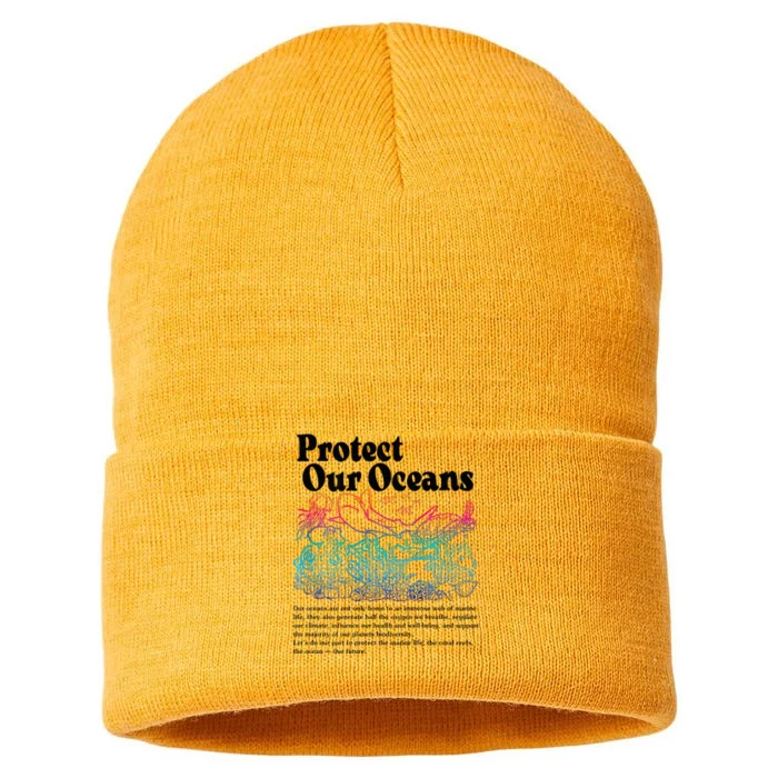 Protect Our Oceans Save Earth World Ocean Day 2023 Sustainable Knit Beanie