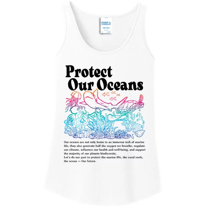 Protect Our Oceans Save Earth World Ocean Day 2023 Ladies Essential Tank