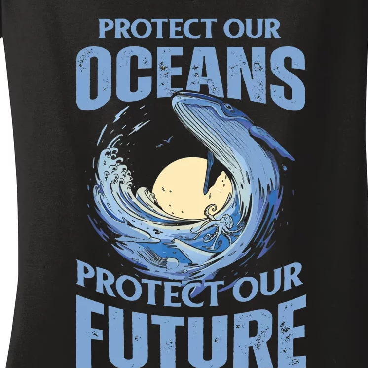 Protect Our Oceans Protect Our Future Climate Change Women's V-Neck T-Shirt