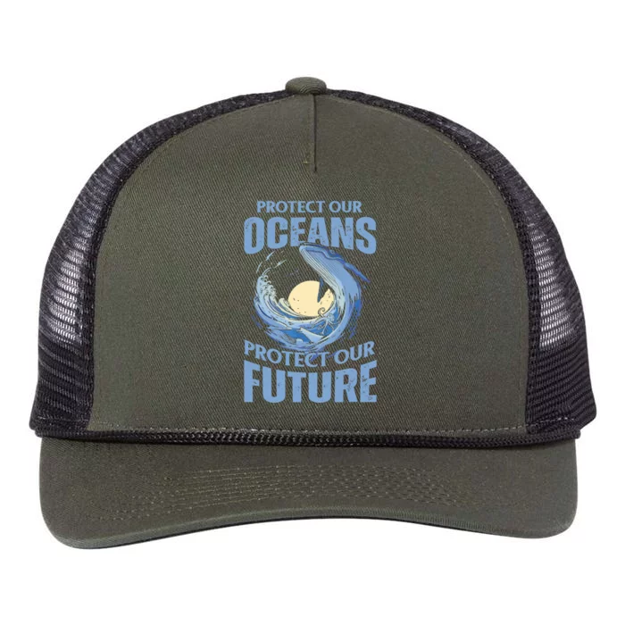 Protect Our Oceans Protect Our Future Climate Change Retro Rope Trucker Hat Cap