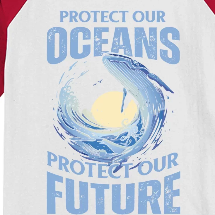 Protect Our Oceans Protect Our Future Climate Change Gift Kids Colorblock Raglan Jersey