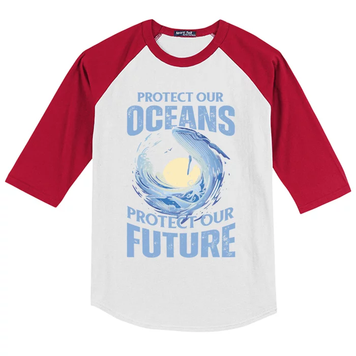 Protect Our Oceans Protect Our Future Climate Change Gift Kids Colorblock Raglan Jersey