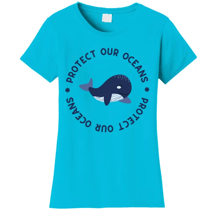 Protect Our Oceans Swimming Cute Whale Orca In Sea Ocean Gift Women's T-Shirt