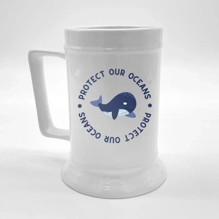 Protect Our Oceans Swimming Cute Whale Orca In Sea Ocean Gift Front & Back Beer Stein