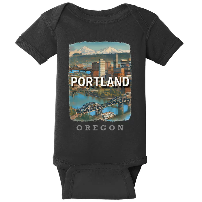 Portland Oregon Or City Of Bridges Sd658 Baby Bodysuit