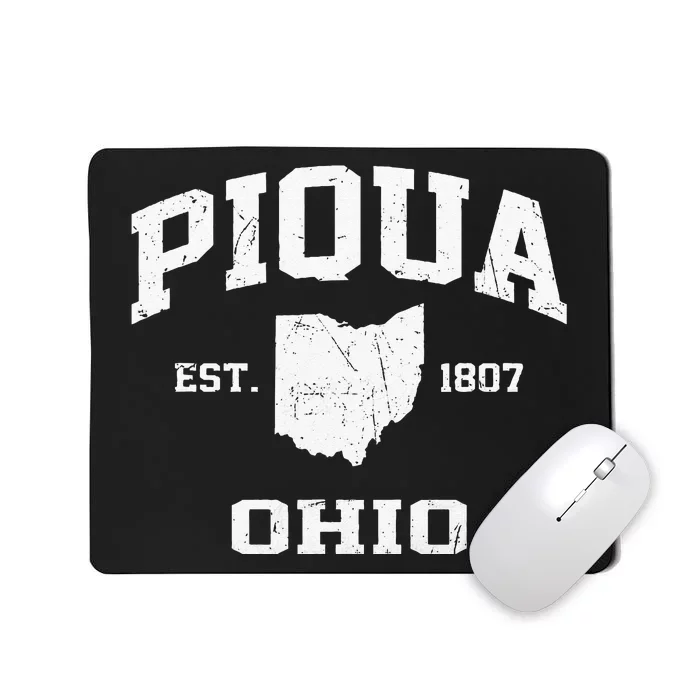 Piqua Ohio OH Vintage State Athletic Style Mousepad