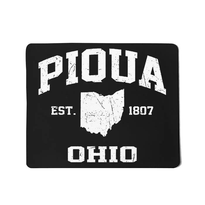 Piqua Ohio OH Vintage State Athletic Style Mousepad