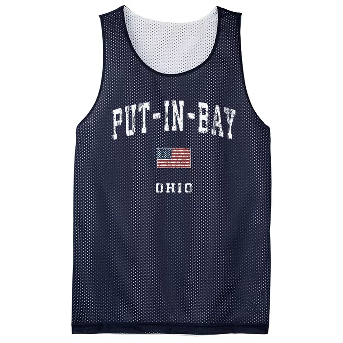 Putinbay Ohio Oh Vintage American Flag Sports Design Mesh Reversible Basketball Jersey Tank