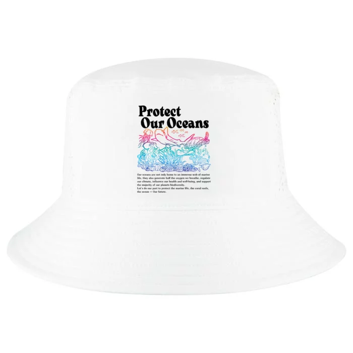 Protect Our Oceans Save Earth World Ocean Day 2024 On Back Cool Comfort Performance Bucket Hat