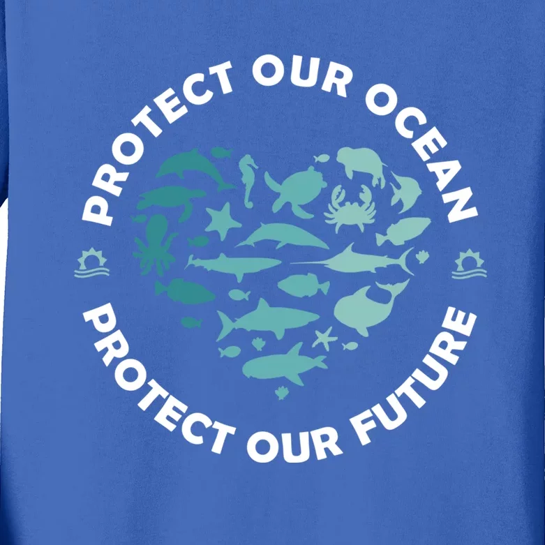 Protect Our Ocean Sea Animal Heart Earth Day Environt Gift Kids Long Sleeve Shirt