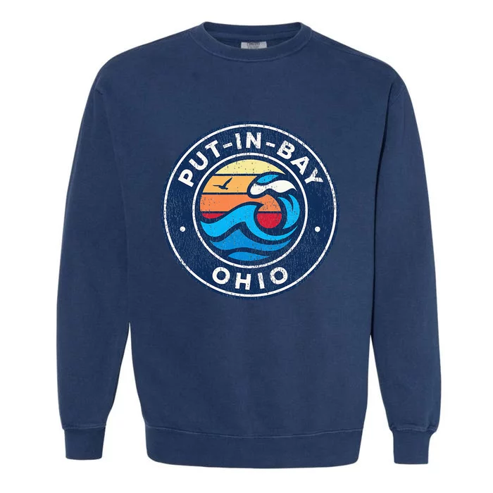 Putinbay Ohio Oh Vintage Nautical Waves Garment-Dyed Sweatshirt